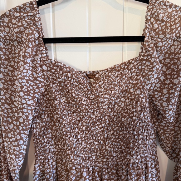 Jessica Simpson Floral Long Sleeve Dress - Brown - Picture 2 of 4